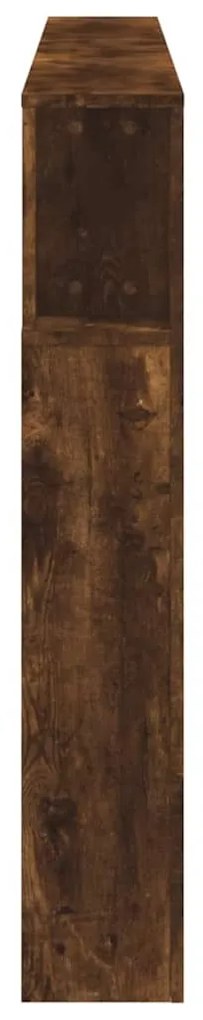 füstös tölgy színű szerelt fa LED-es fejtámla 200x18,5x103,5 cm