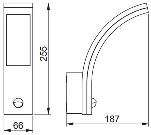 Lámpa Fali lámpa PARIS mozgásérzékelővel ,10W, 900 lm, IP54, AC220-240V, 50/60Hz, fénykibocsátás 140°,hatótávolság 9m,4000K, fekete