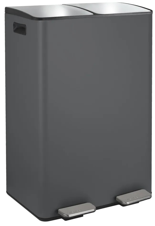 Sötétszürke acél szelektív pedálos szemetes 2x30 l Aliya – Spirella