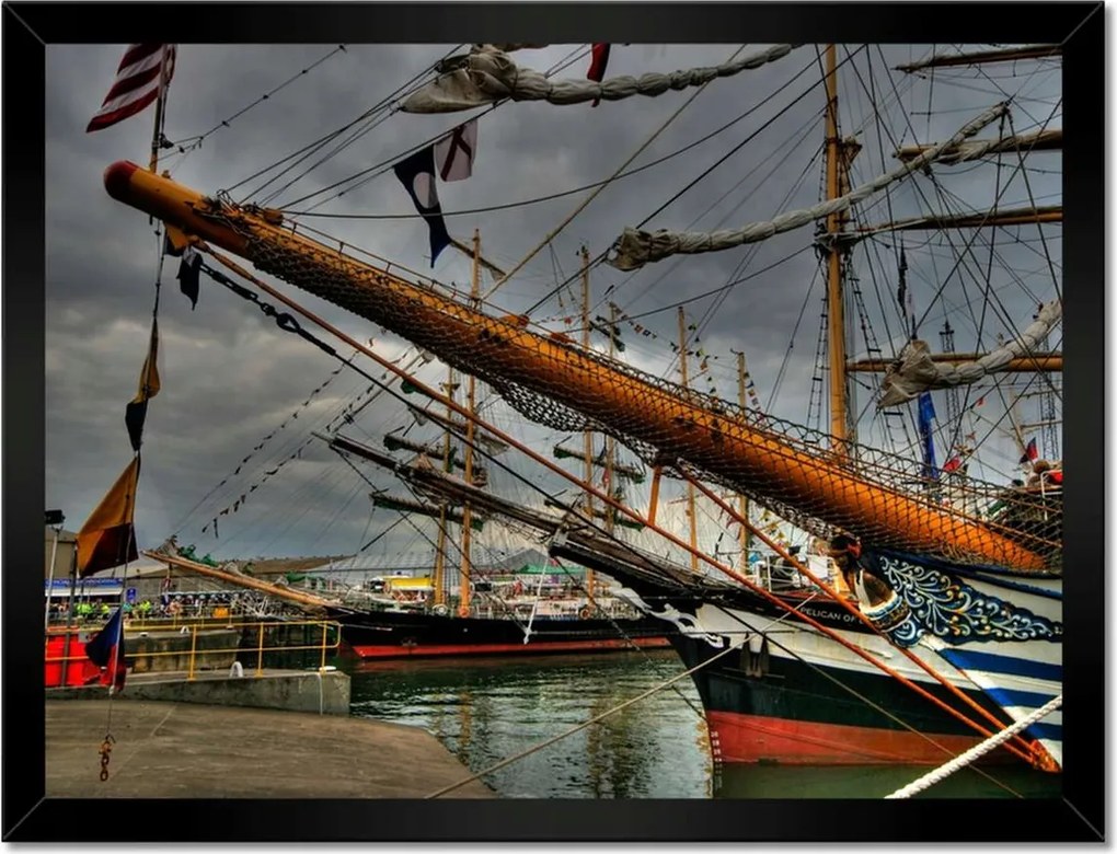 Poszterek keretben 40x30 Vitorlások a tengeri kikötőben