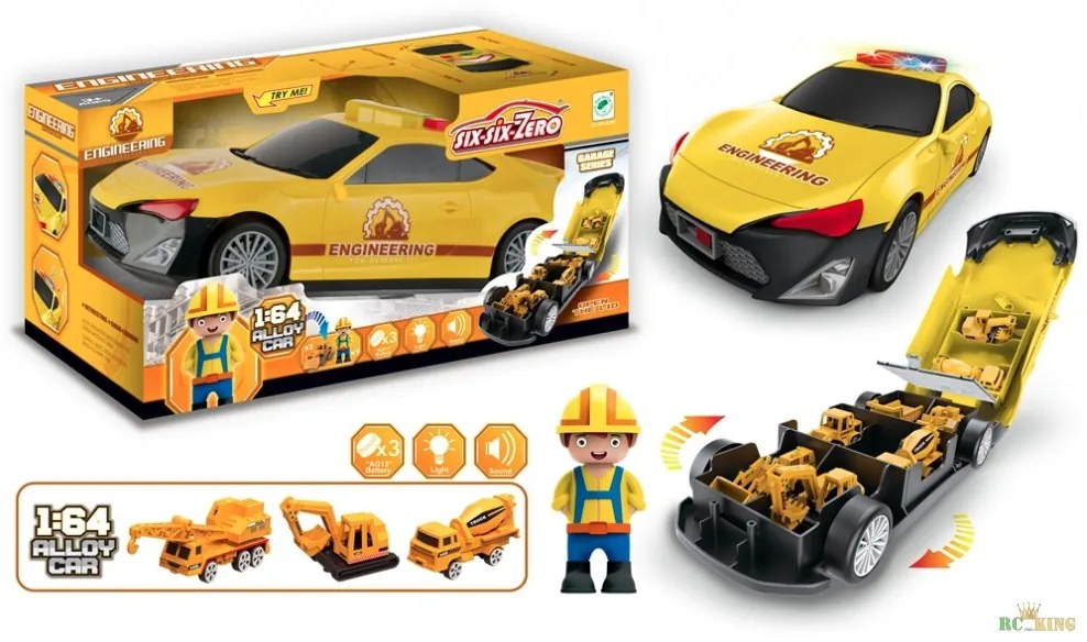 Six Six Zero Garage Series Engineering Car Mérnök Szállító Autó 3 Kis Autó 1 Figura