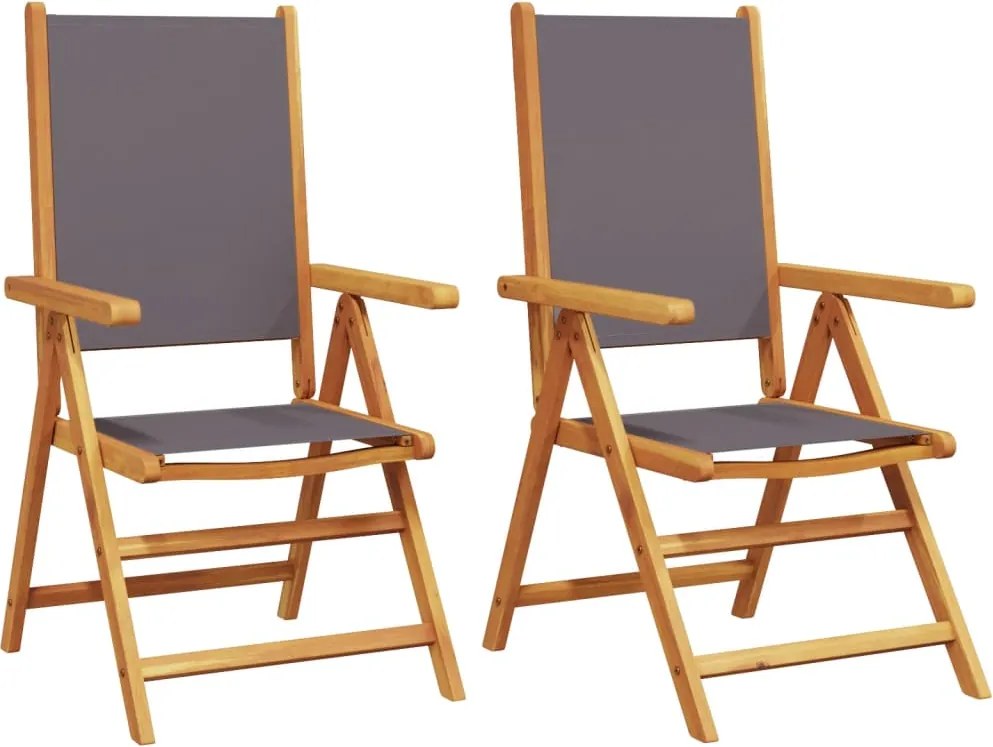 vidaXL 2 db antracitszürke tömör akácfa és szövet kerti szék