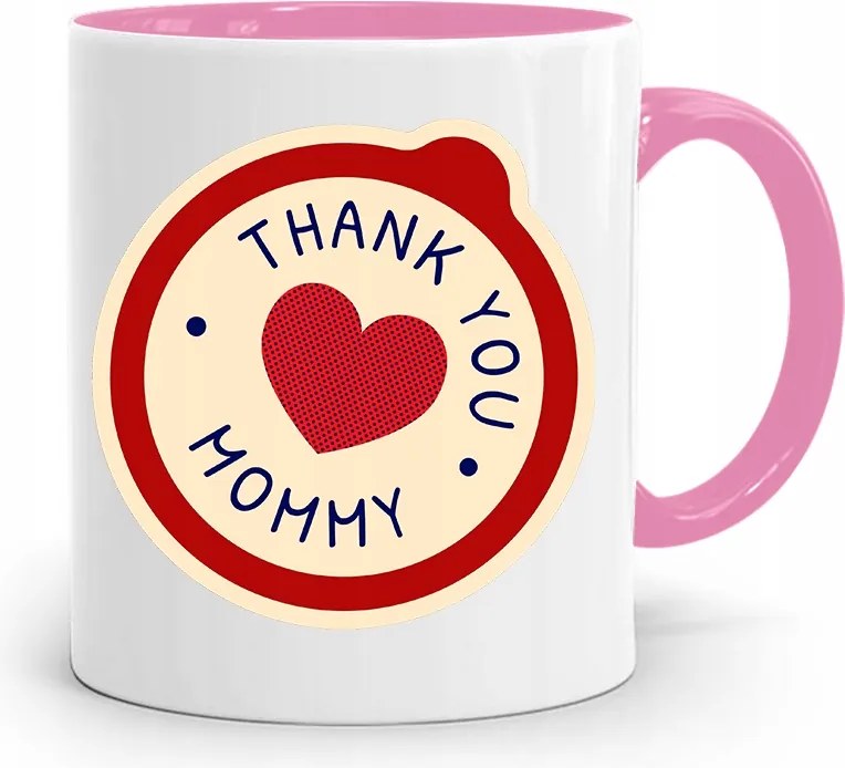 Rózsaszín Bögre Ajándék Anyukáknak Thank You Mommy fényképes nyomattal