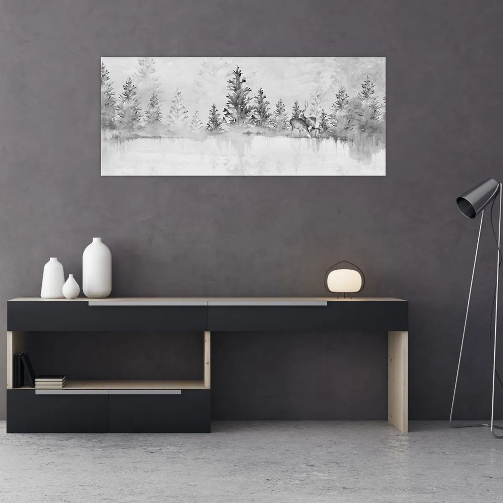 Kép - Szarvas a tónál (120x50 cm)