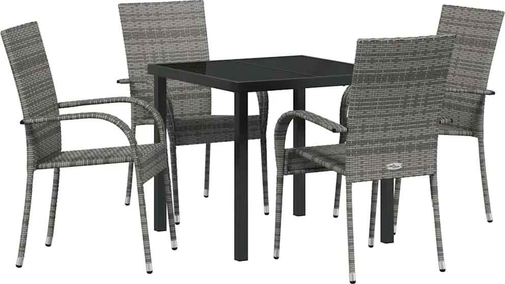 vidaXL Kert étkező szett 5 pcs Szürke Porszórt acél