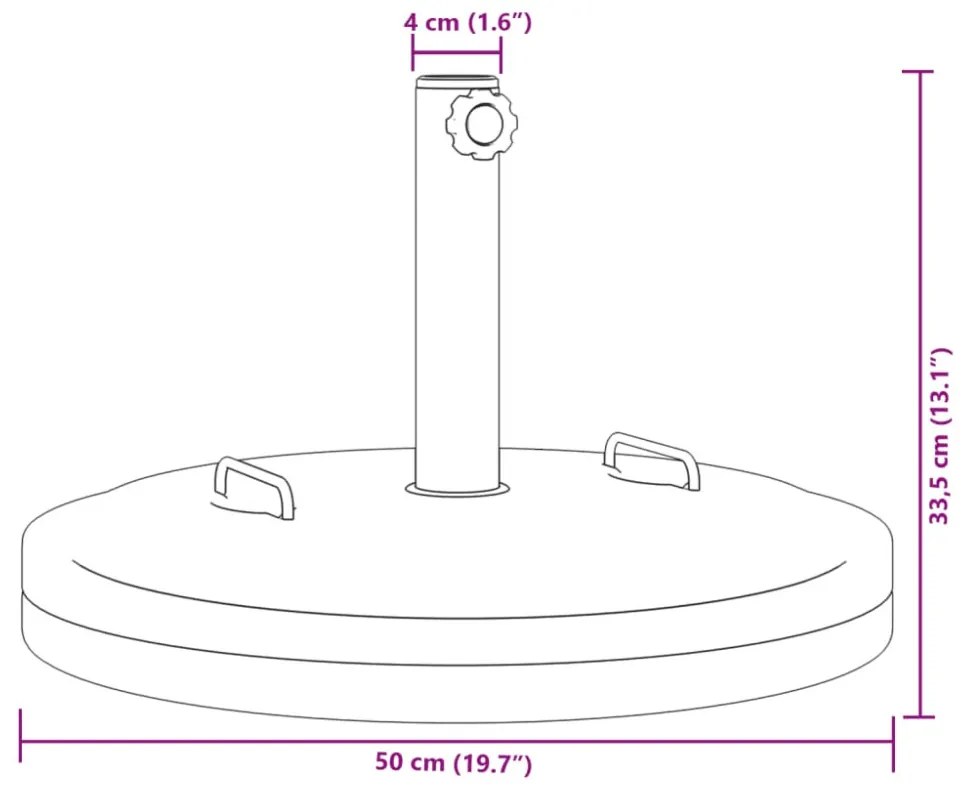 fogantyús kerek napernyőtalp rúdhoz Ø38 / 48 mm 25 kg