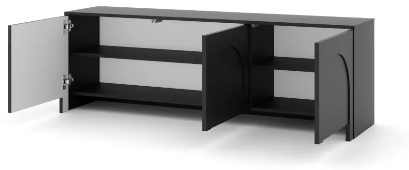 Suport TV ARCO 3D în negru. Lățime: 150 cm.