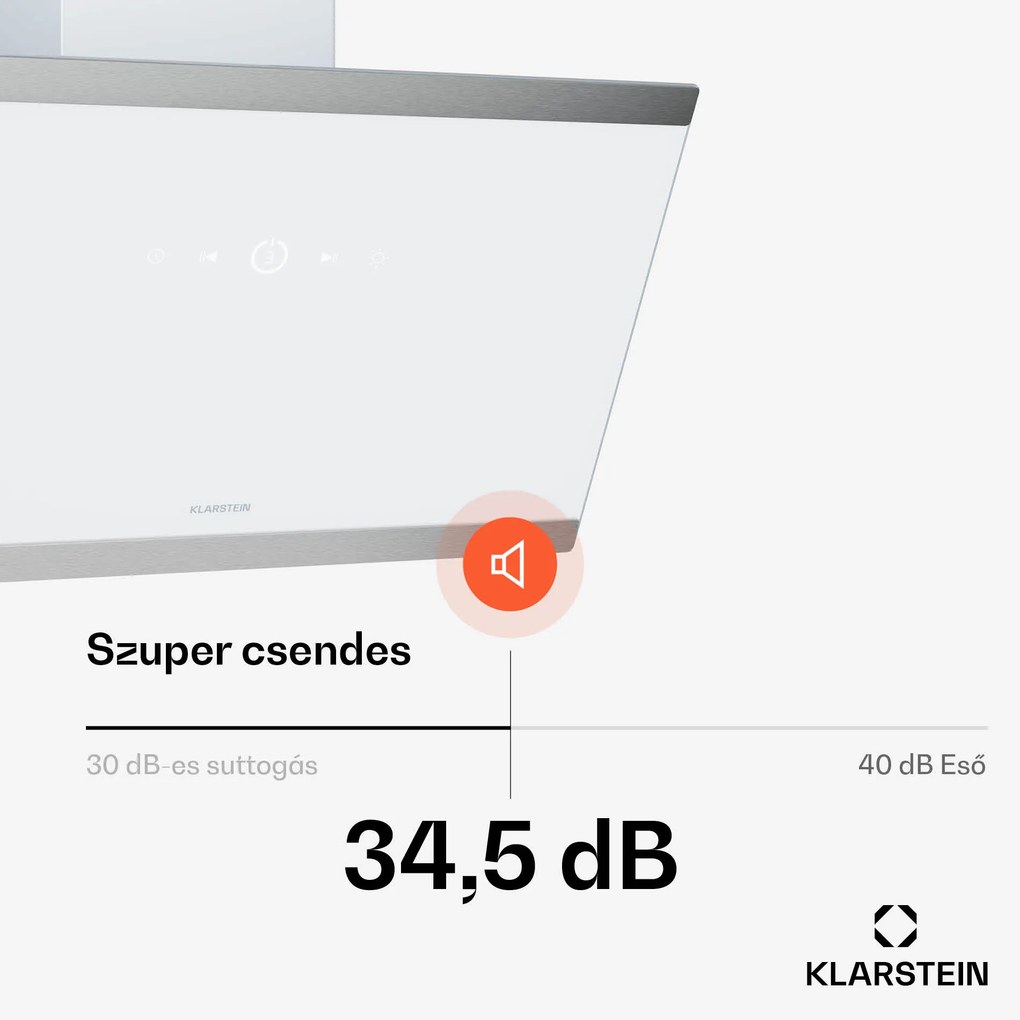 Klarstein FlashLine páraelszívó, A++, 578 m³/h, 3 szint, érintős, csendes, LED, elszívás/recirkuláció, 100 W