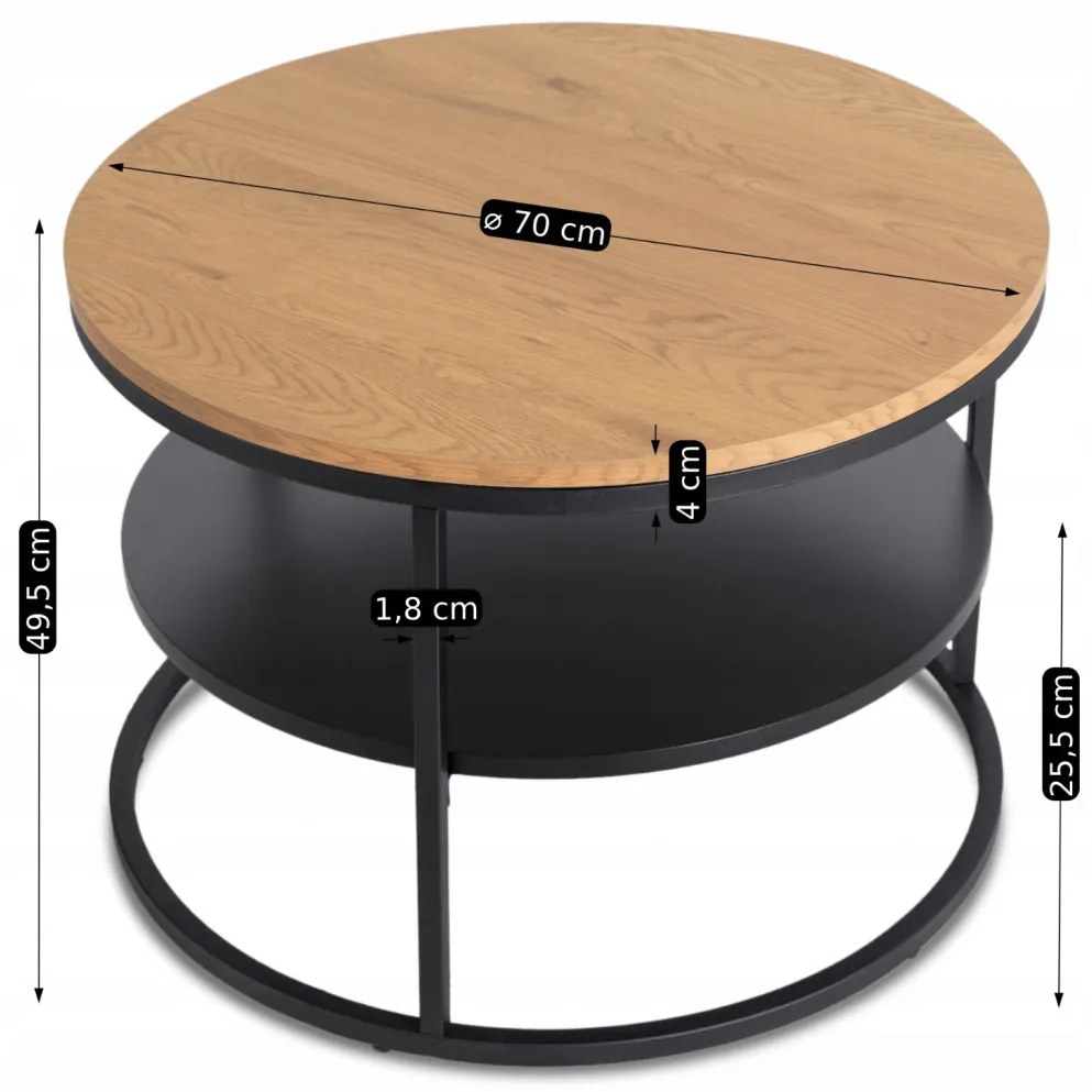 Dohányzóasztal Tölgy/Fekete Színben. BEST