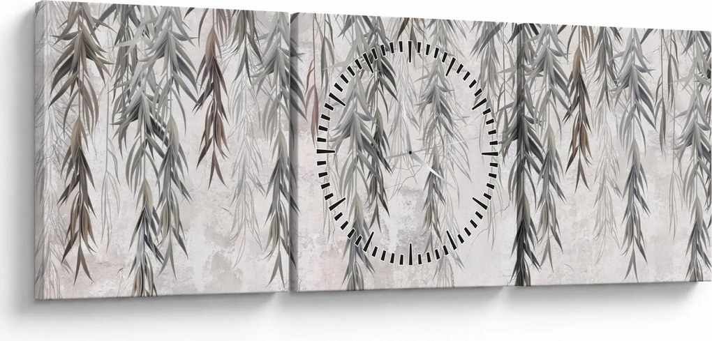 Kép - Fűzfa gallyak szürke vakolatban (órával) (90x30 cm)
