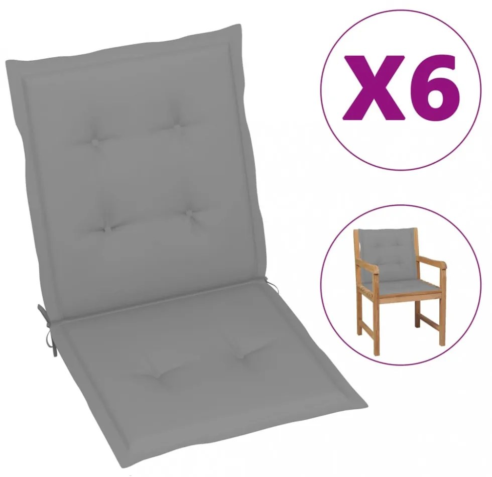 6 db szürke oxford szövet háttámlás székpárna