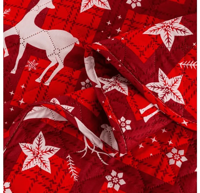 Ágytakaró VELVET CHRISTMAS mintával, piros Méret: 220 x 240 cm