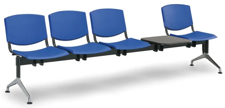 Design műanyag pad, 4 üléses + asztal, fekete