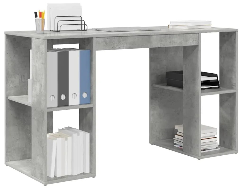 Íróasztal tárolóval Beton szürke 130 x 50.5 x 75 cm Faanyag