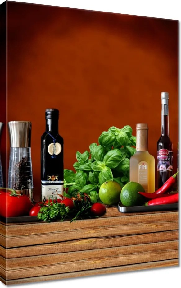 Vászonkép 40x60 Zöldségek Gyümölcsök Fűszerek