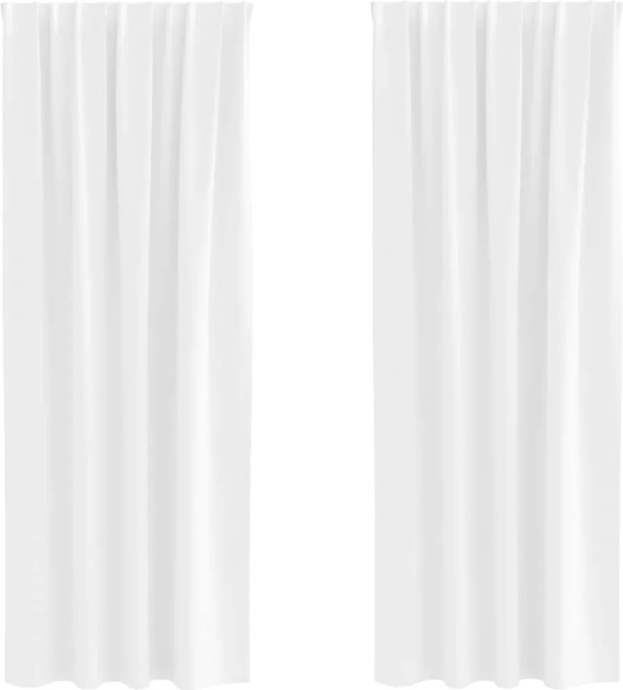 vidaXL Fekete Függöny Gyűrűkkel 2 pcs Tiszta Fehér 245 x 140 cm