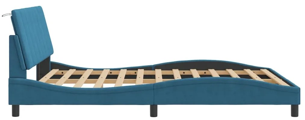 kék bársony ágykeret matrac nélkül Hanko 160 x 200 cm