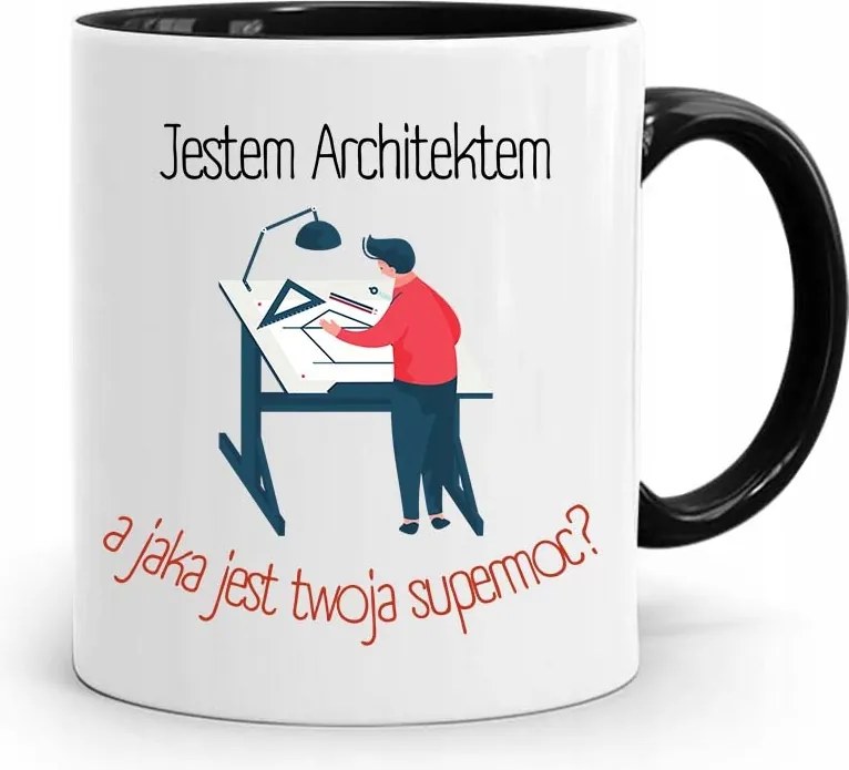 Fekete Bögre Építésznek Építész Vagyok, fényképes nyomtatással