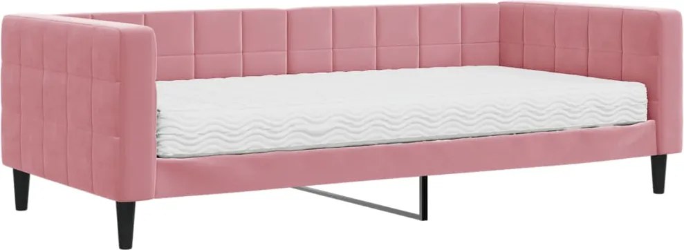 vidaXL rózsaszín bársony heverő matraccal 90 x 200 cm