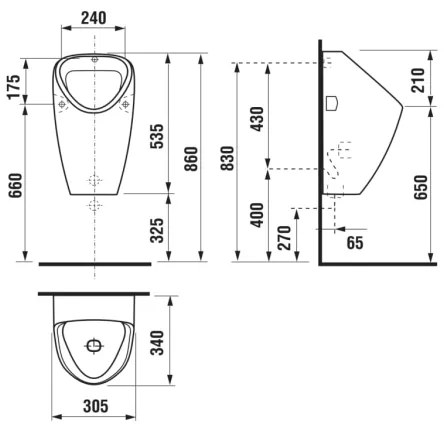 JIKA H8430600000001 - GOLEM piszoár, belső bekötés, hátsó lefolyó, kerámia/fehér