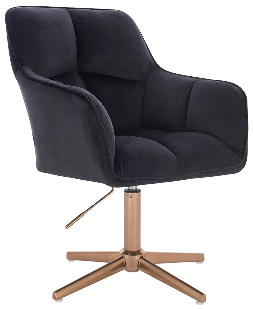 HR550CROSS Fekete modern velúr szék arany lábbal