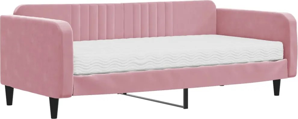 vidaXL rózsaszín bársony kanapéágy matraccal 100 x 200 cm