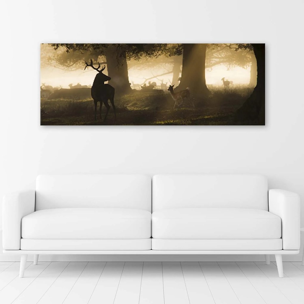 Gario Vászonkép Szarvas a ködben Méret: 120 x 40 cm