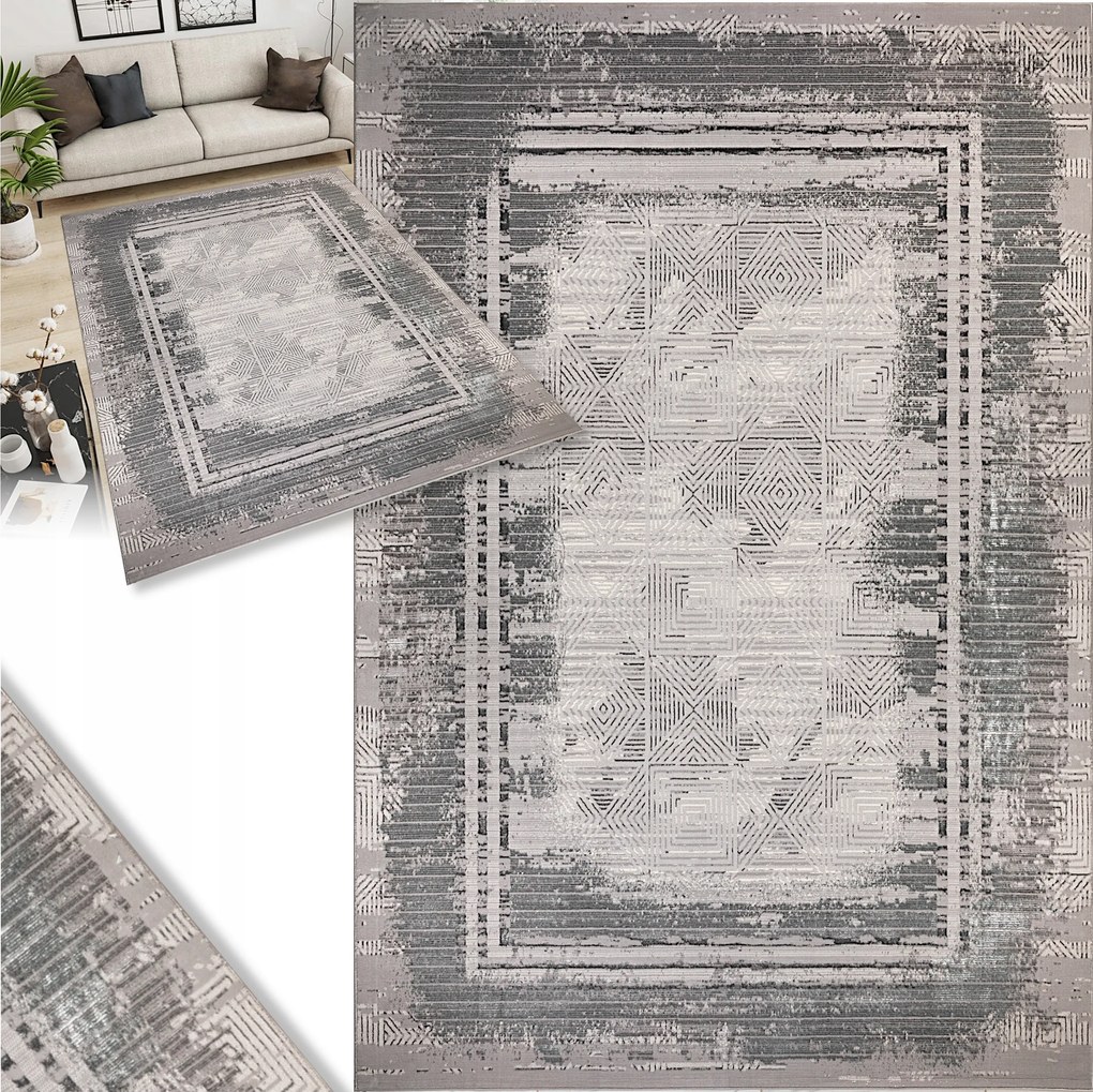 Nappali Szőnyeg Nagy Szürke Puha 80X150 Modern Stílusos Glamour Divatos