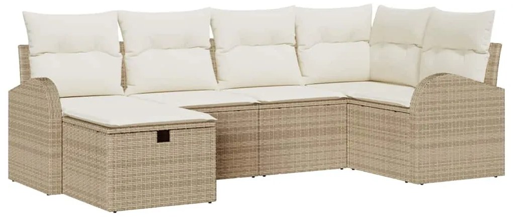 Kerti Kanapé Szett 6 pcs bézs és krémszínű 234 x 124 x 85 cm