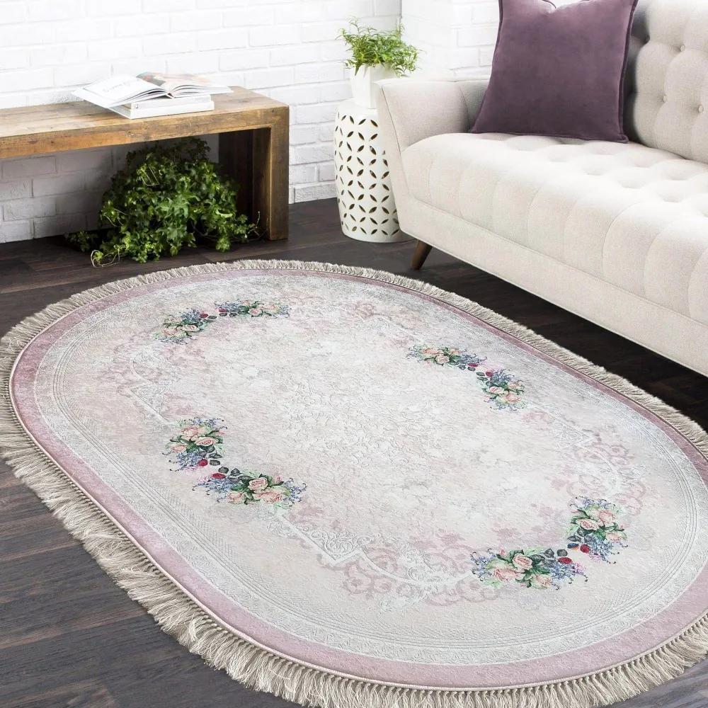 Ovális csúszásgátló szőnyeg rózsaszín Szélesség: 80 cm | Hossz: 150 cm
