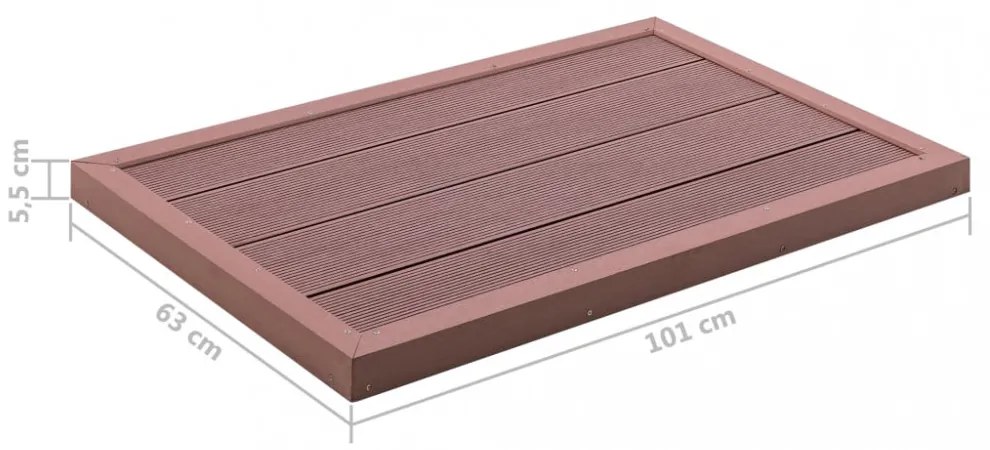 barna WPC padlóelem szolárzuhanyhoz 101 x 63 x 5,5 cm