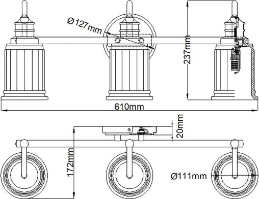 Quoizel QZ-SWELL3-PC-BATH-LED SWELL fürdőszobai fali lámpa, 3x G9/3W/230V, IP44, króm