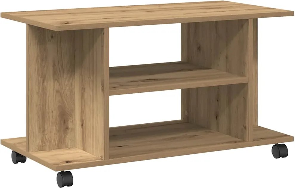 vidaXL kézműves tölgyszínű szerelt fa TV-szekrény görgőkkel 80x40x45cm