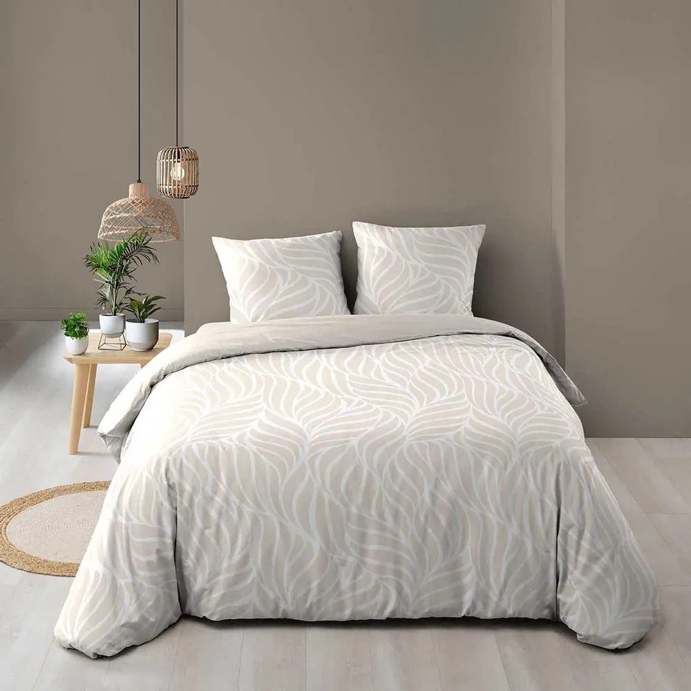 Bézs kétszemélyes-hosszabbított háromrészes pamut ágyneműhuzat 240x220 cm Morgane – douceur d'intérieur