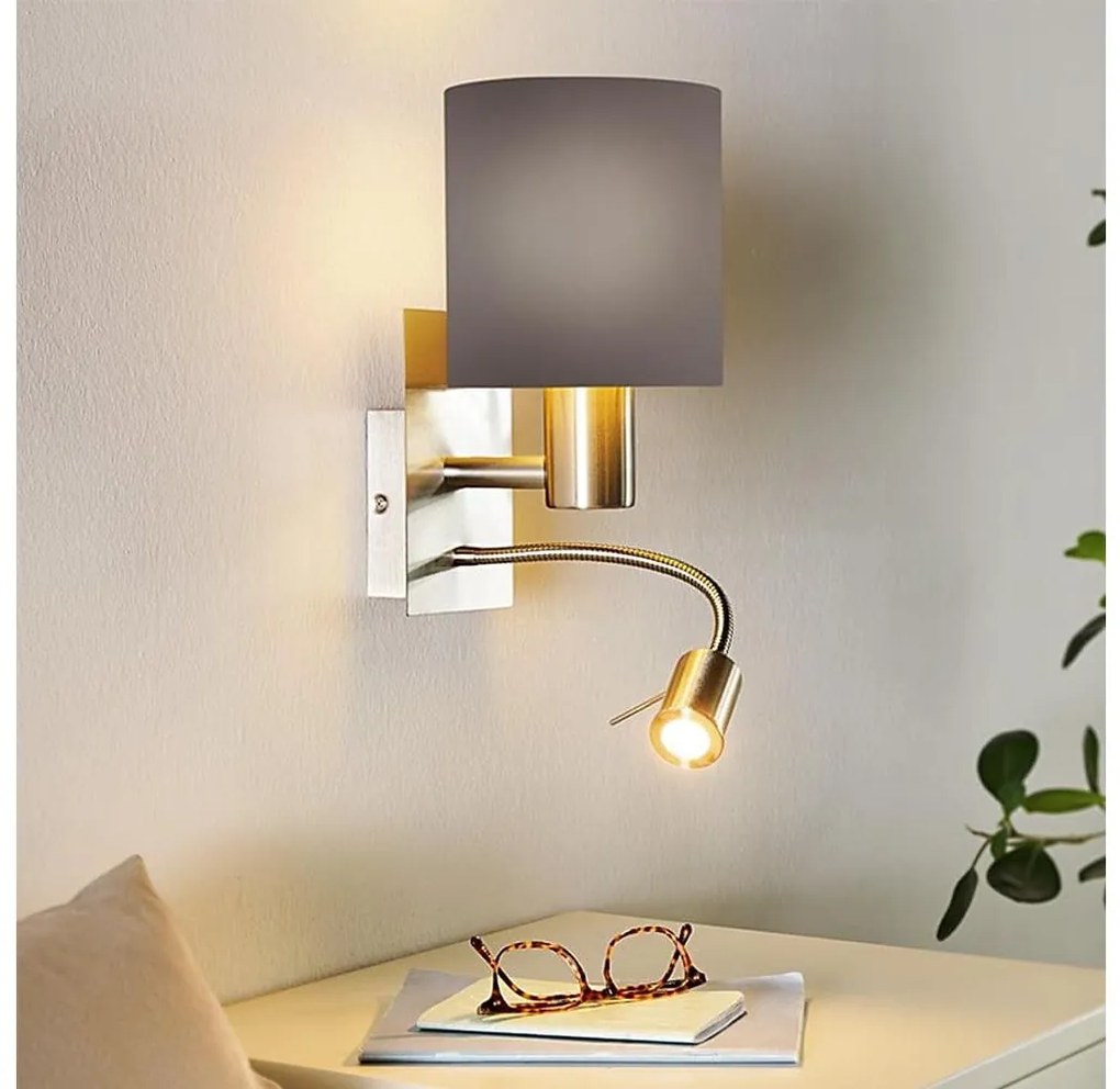 Eglo 96481 - LED flexibilis lámpa PASTERI 1xE27/40W+LED/3,8W szürke