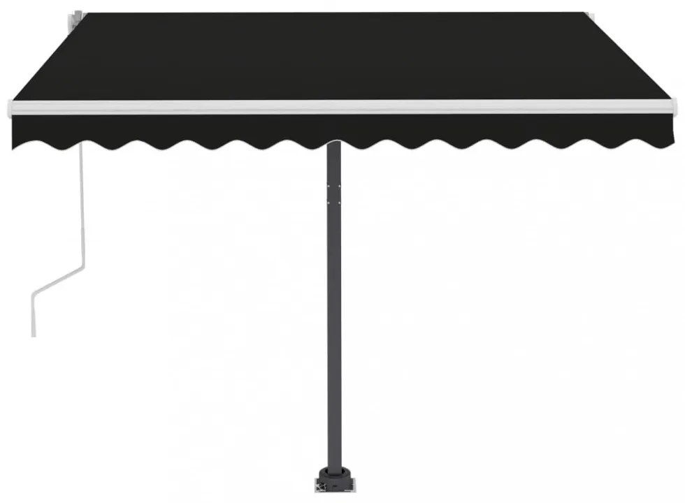 antracitszürke kézzel kihúzható LED-es napellenző 350 x 250 cm