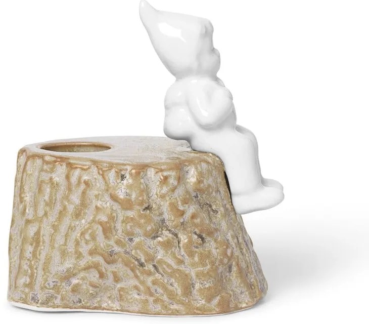 Karácsonyi gyertyatartó porcelánból és agyagkerámiából, hosszúság 9 cm - Kähler Design