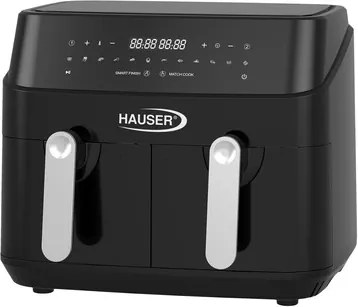 HAUSER AF-2450 air fryer, forrólevegős fritőz, max. 1750 W, 2 x 4,5 liter kapacitás, max. 200 ℃, digitális kijelző, időzítő, fekete színű