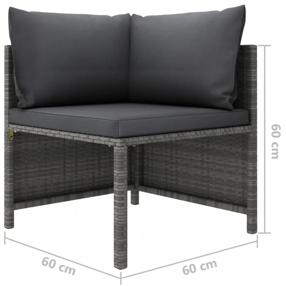vidaXL 6 részes szürke polyrattan kerti ülőgarnitúra párnákkal
