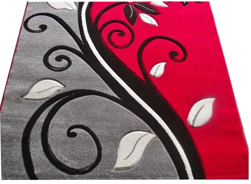 Decoria Nyírt modern szőnyeg 150 x 230 cm szürke piros