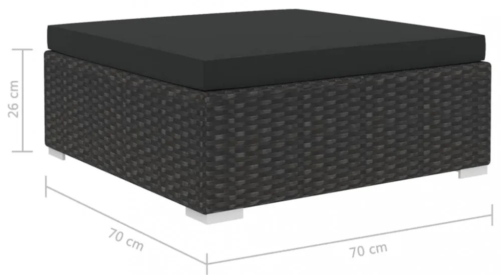 vidaXL 6 részes fekete polyrattan kerti ülőgarnitúra párnákkal