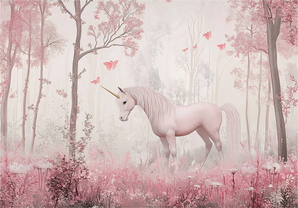 Fotótapéta Gyerekeknek Lányoknak Erdő Unikornis Tapéta Flizelina 350x250