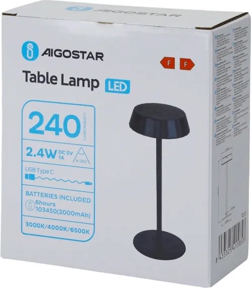 Aigostar - LED dimmelhető asztali lámpa AMBIENT LED/2,4W/5V 3000-6500K fekete