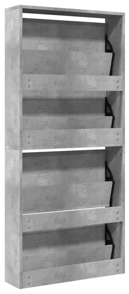 betonszürke 4 szintes cipőszekrény tükörrel 63 x 17 x 134 cm