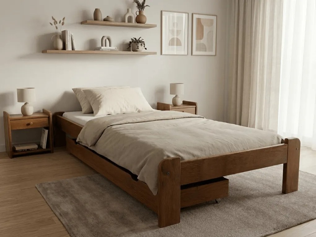 ADA ágy 80x200 cm, tölgyfa Matrac: Coco Maxi 20 cm matrac