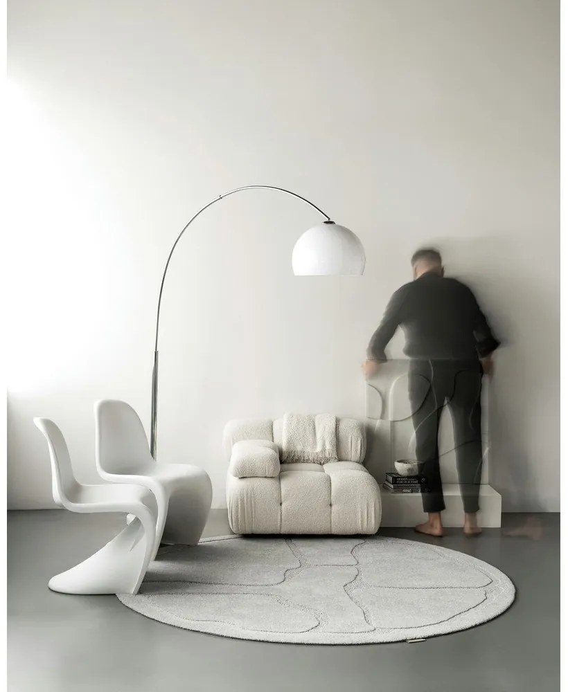 Világosszürke gyapjú kerek szőnyeg ø 160 cm Morphic Organica – Agnella