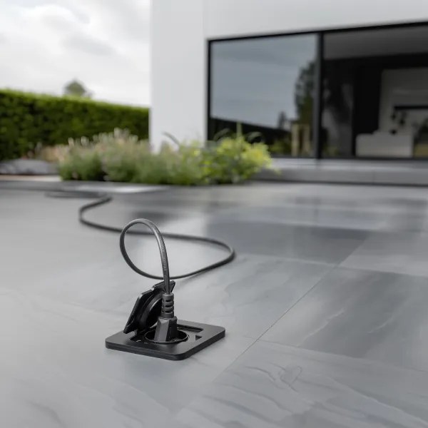 Solight 5B322B - Kültéri beépített padló aljzat IP55 fekete négyszögletes