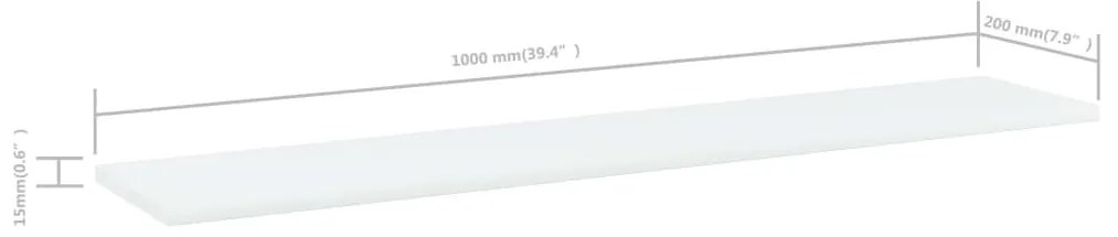 4 db fehér szerelt fa könyvespolc 100 x 20 x 1,5 cm