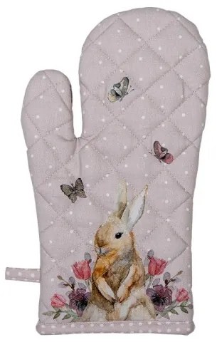 Edényfogó kesztyű 18x30cm 100% pamut, Happy Bunny