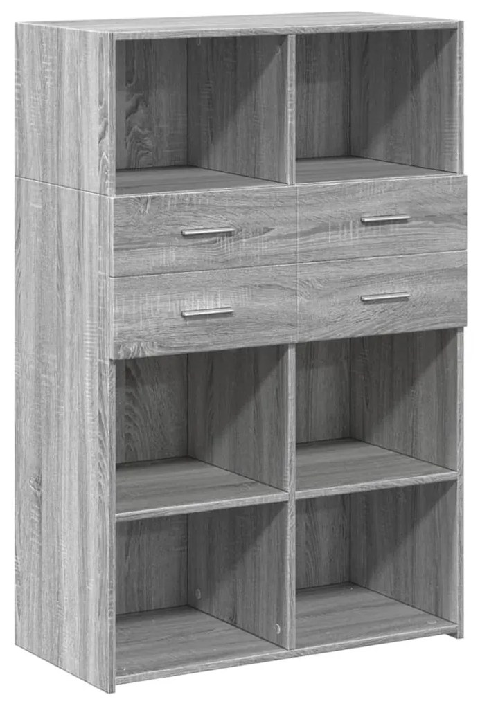 szürke sonoma színű szerelt fa magasszekrény 80 x 42,5 x 124 cm